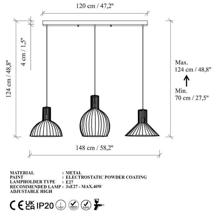 Opviq Tabut - MR - 768-1 Lámpara de Araña Dorada con Altura Ajustable Opviq Tabut - MR - 768-1 Lámpara de Araña Dorada con Altura Ajustable